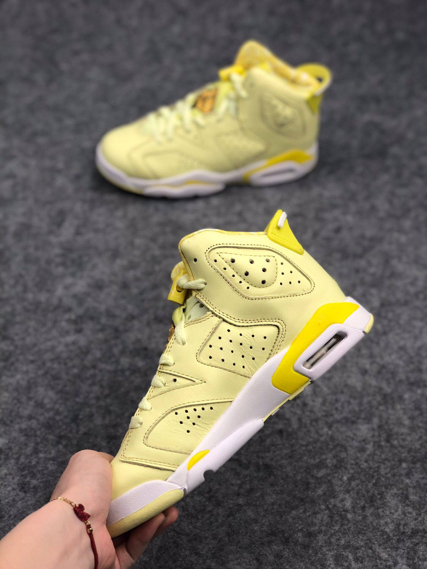 乔丹aj6花卉刺绣airjordan6gsfloraldynamicyellow柠檬黄篮球鞋