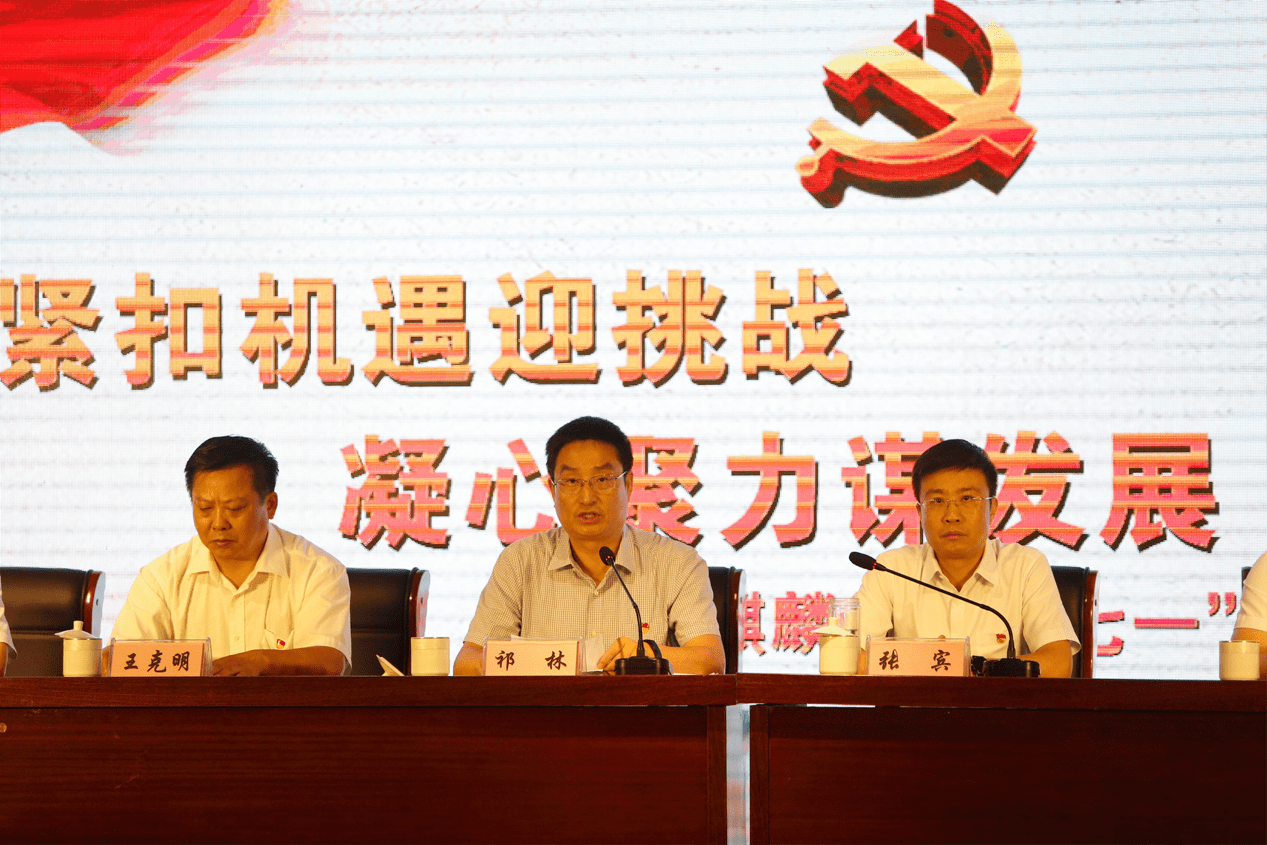 麒麟街道党工委书记祁林为与会广大党员上主题党课