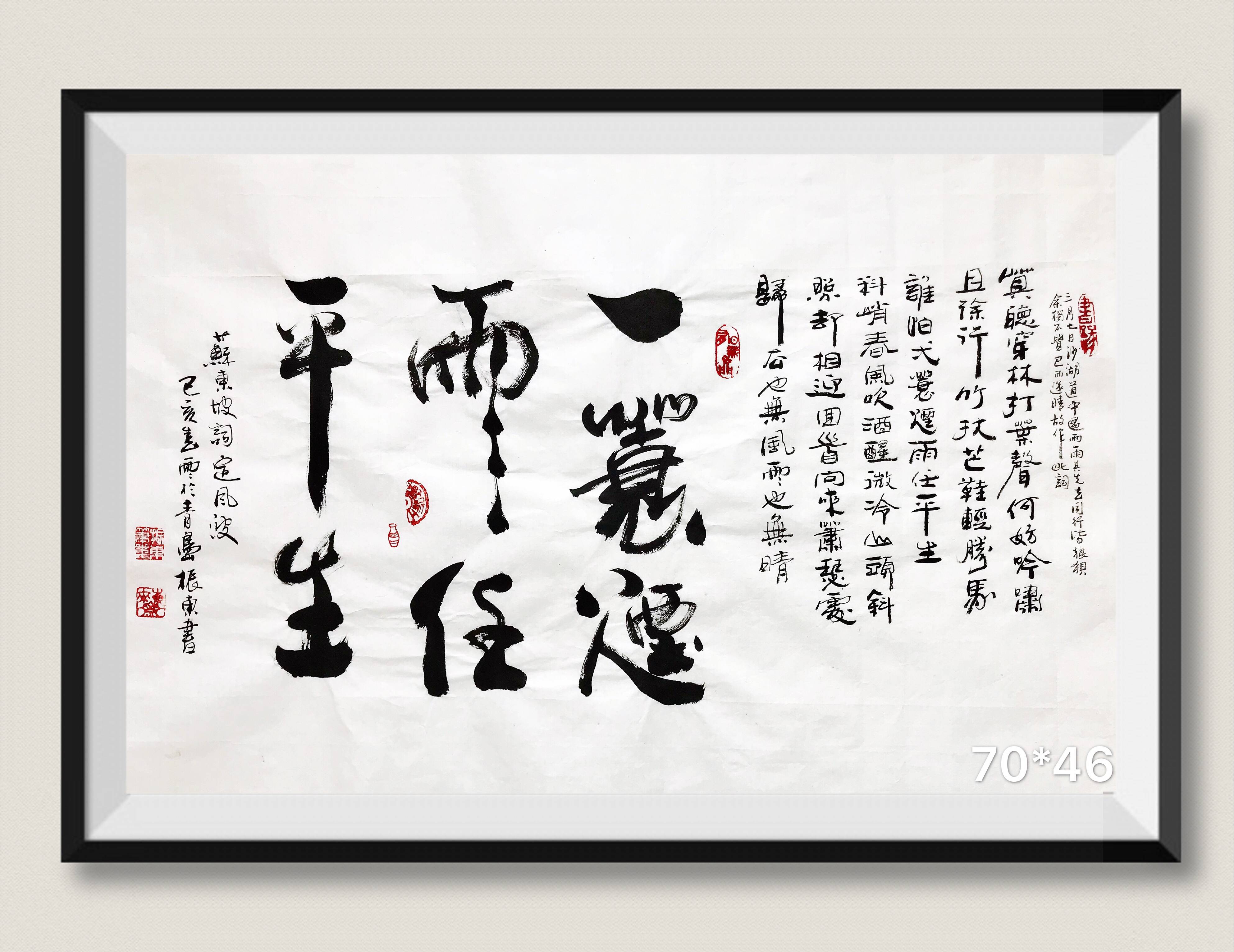 崔振东字画书法作品手写真迹卷轴挂画客厅茶室苏东坡定风波