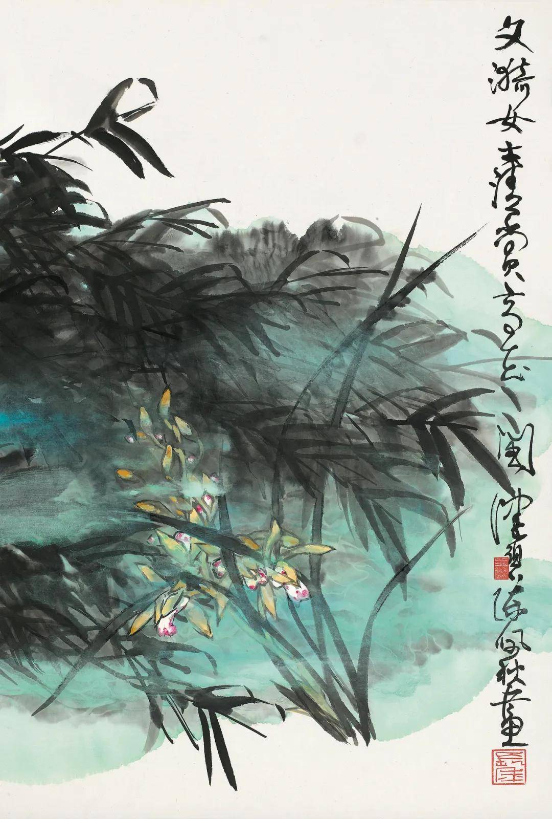 陈佩秋 《兰石图》 设色纸本 立轴