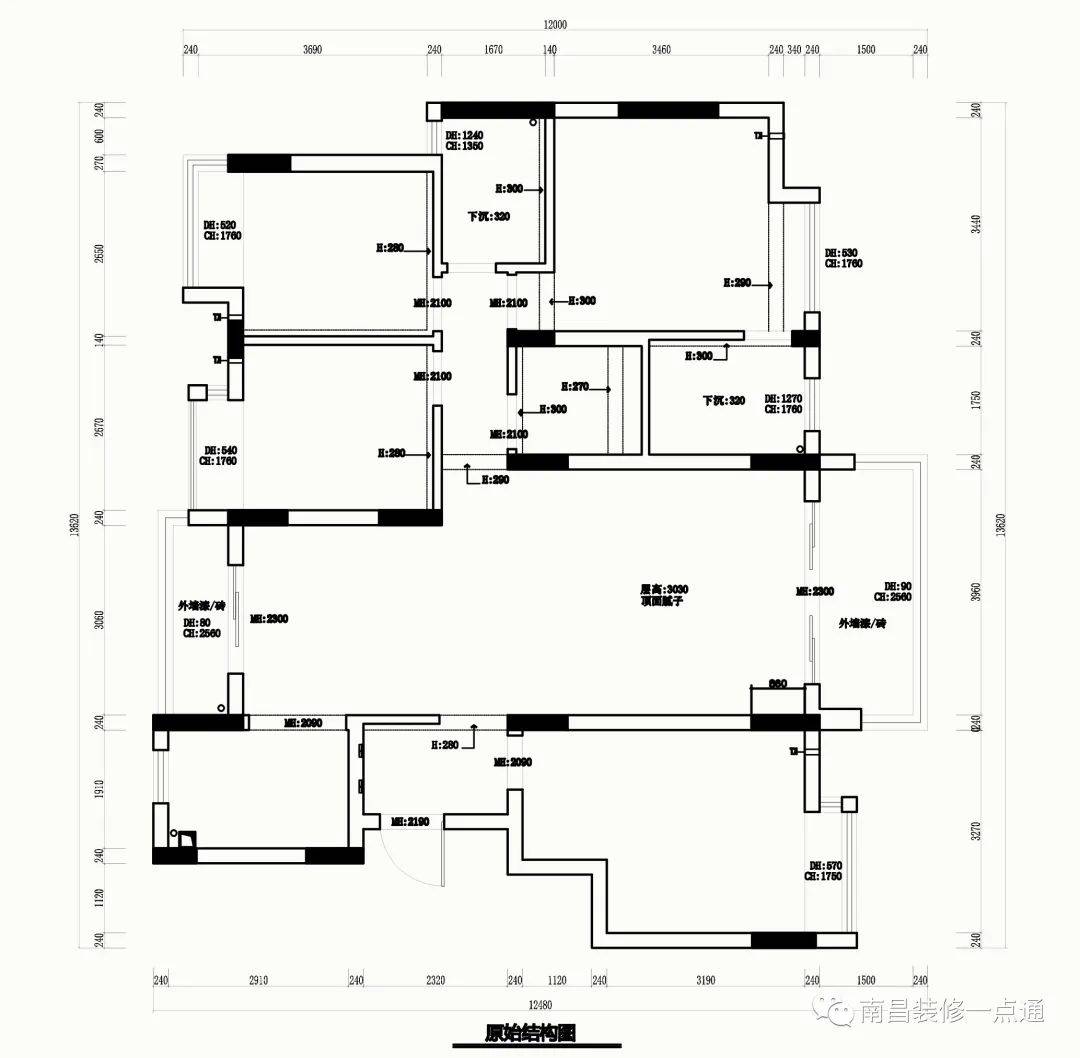 保利中航城136平四房现代美式护墙板大理石石膏线这个感觉对了