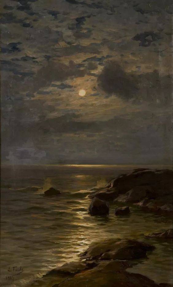 【油画欣赏】月光如水,这是我见过最美的月亮油画!