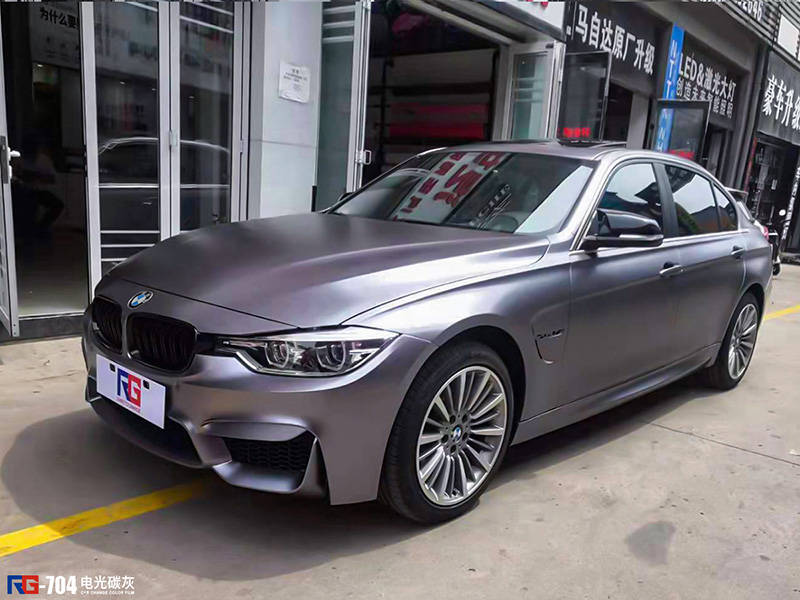 宝马320li车身改色电光碳灰rg瑞集改色膜陕西西安加盟店出品