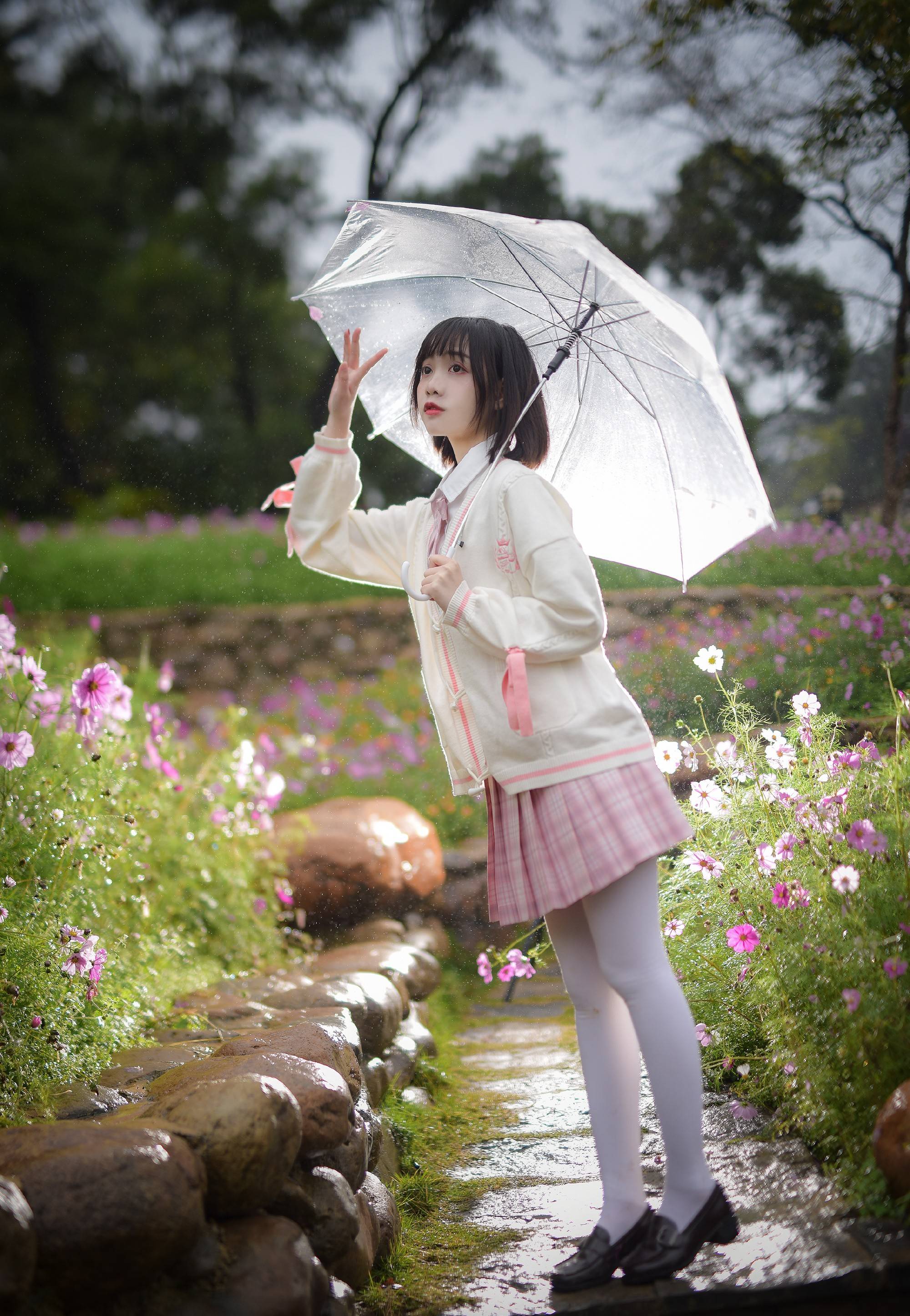 jk少女,雨后伞下的女孩