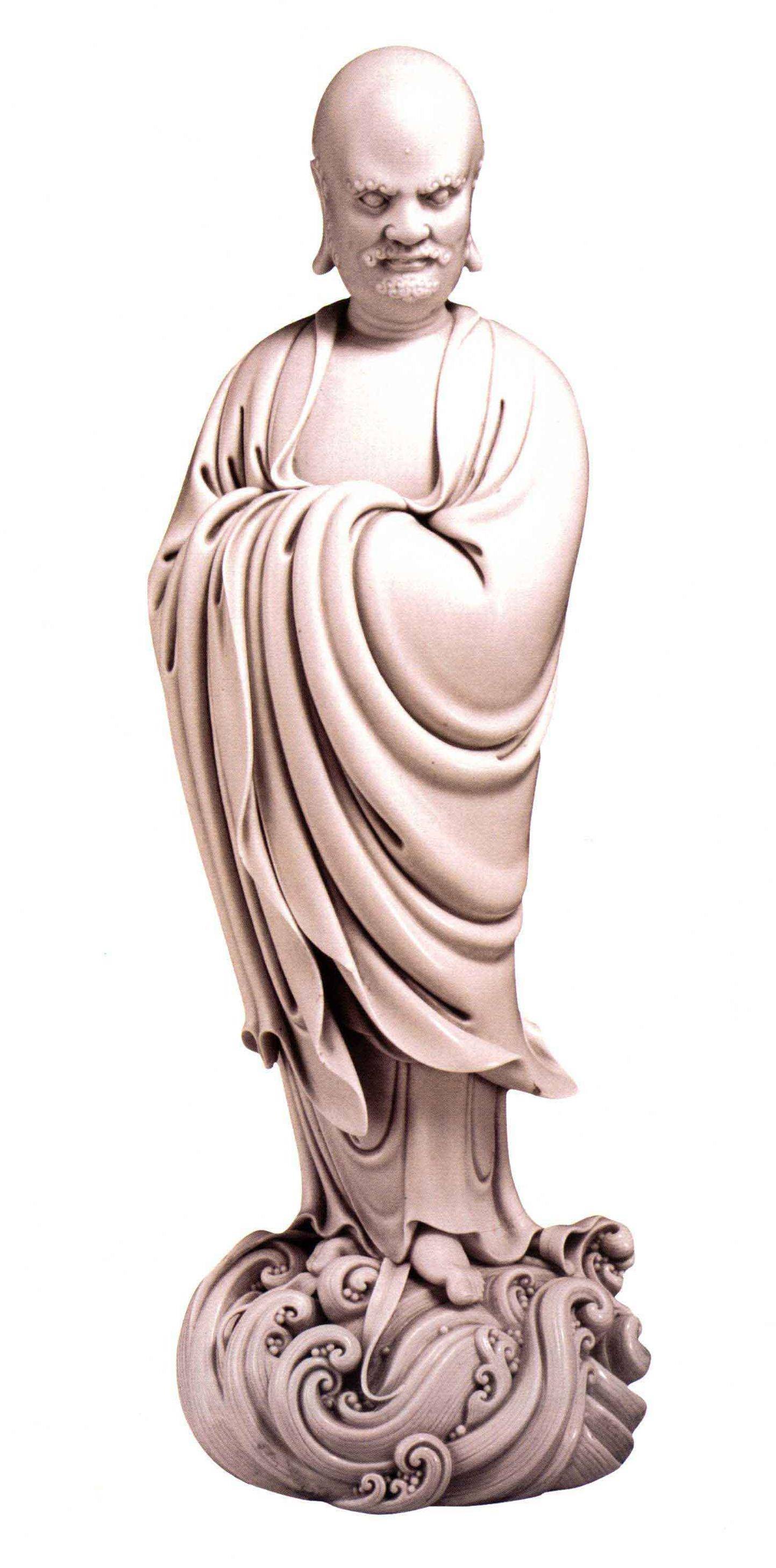 原创中国陶瓷文化明德化窑超凡绝尘白釉达摩像艺术大师何朝宗创作