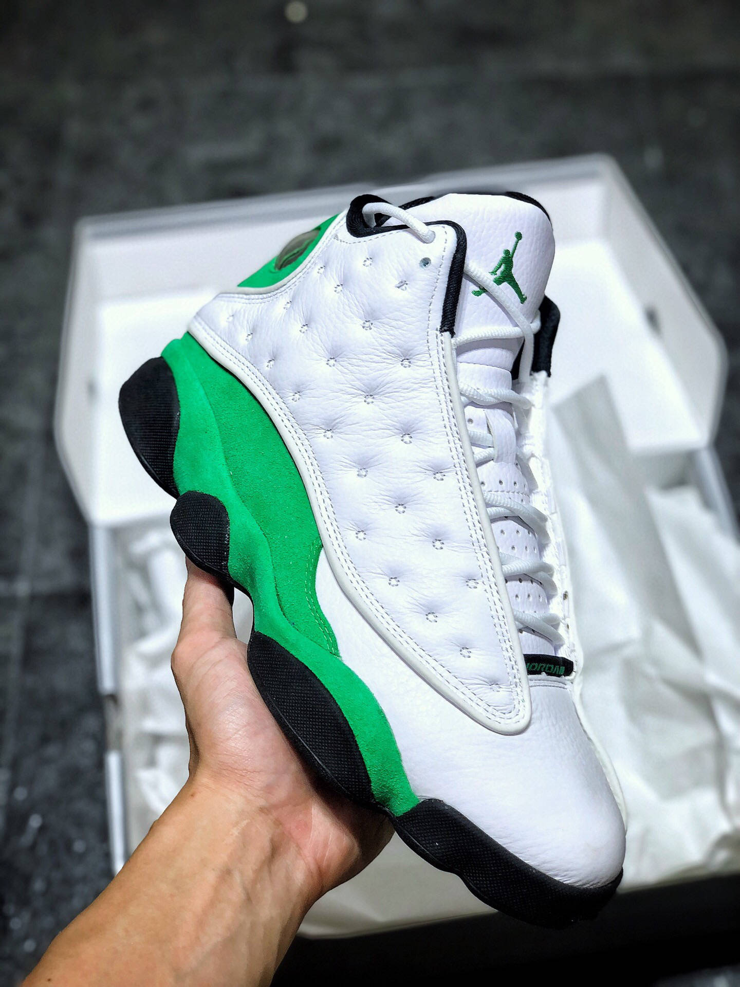 air jordan lucky green 乔丹aj13篮球鞋 db6537-113