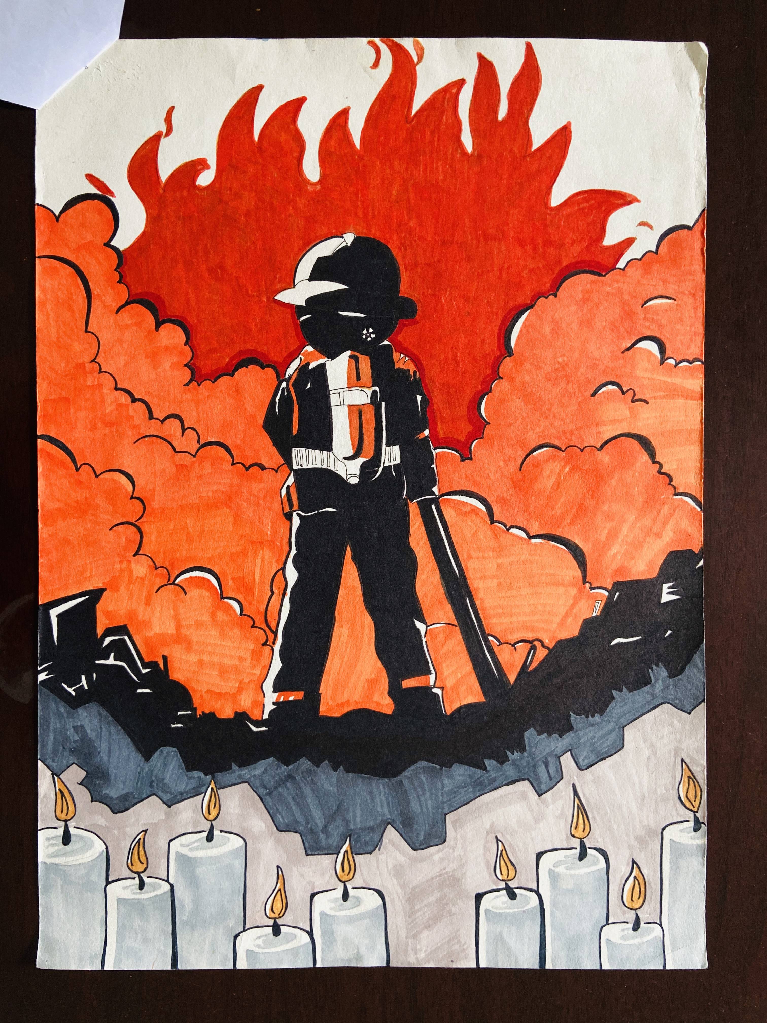 高中消防绘画获奖作品图片