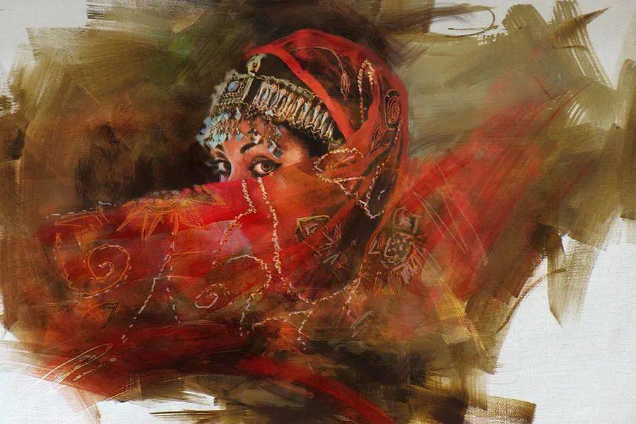 巴基斯坦美女画家马努尔沙阿笔下美丽的舞者油画作品欣赏