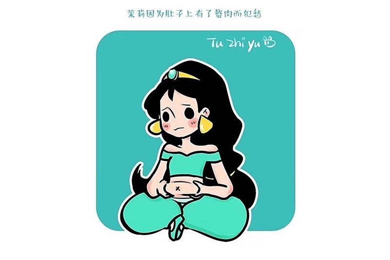 迪士尼公主婚后变大妈茉莉有了肚腩女王艾莎都要摆摊赚钱