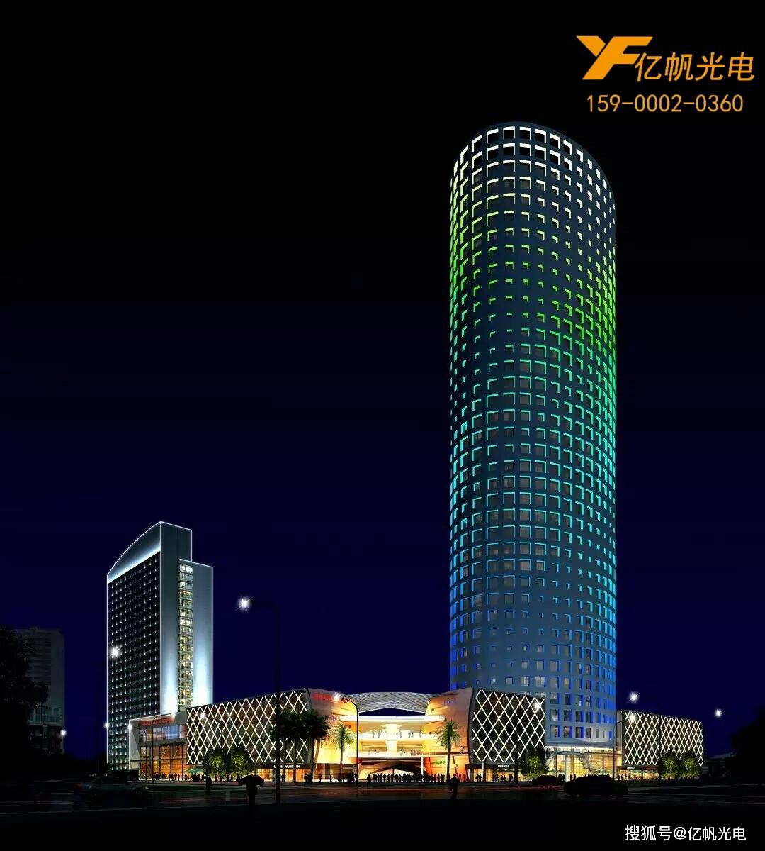 樓體建築夜景亮化工程設計案例分享--億帆光電