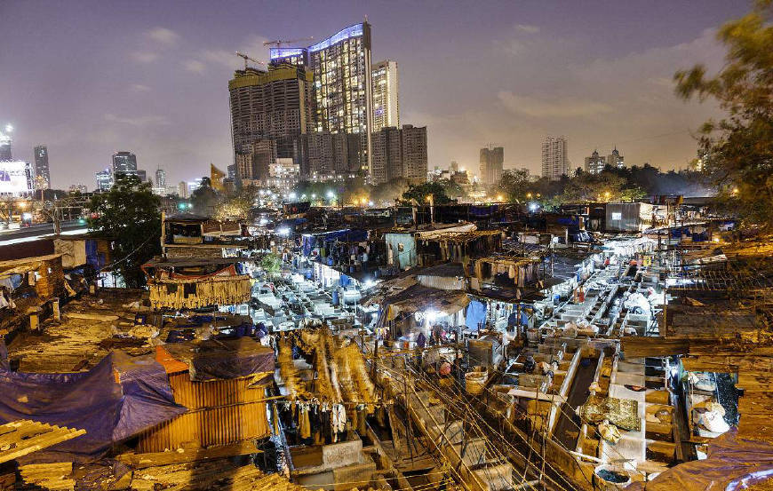 孟买夜景 印度人图片