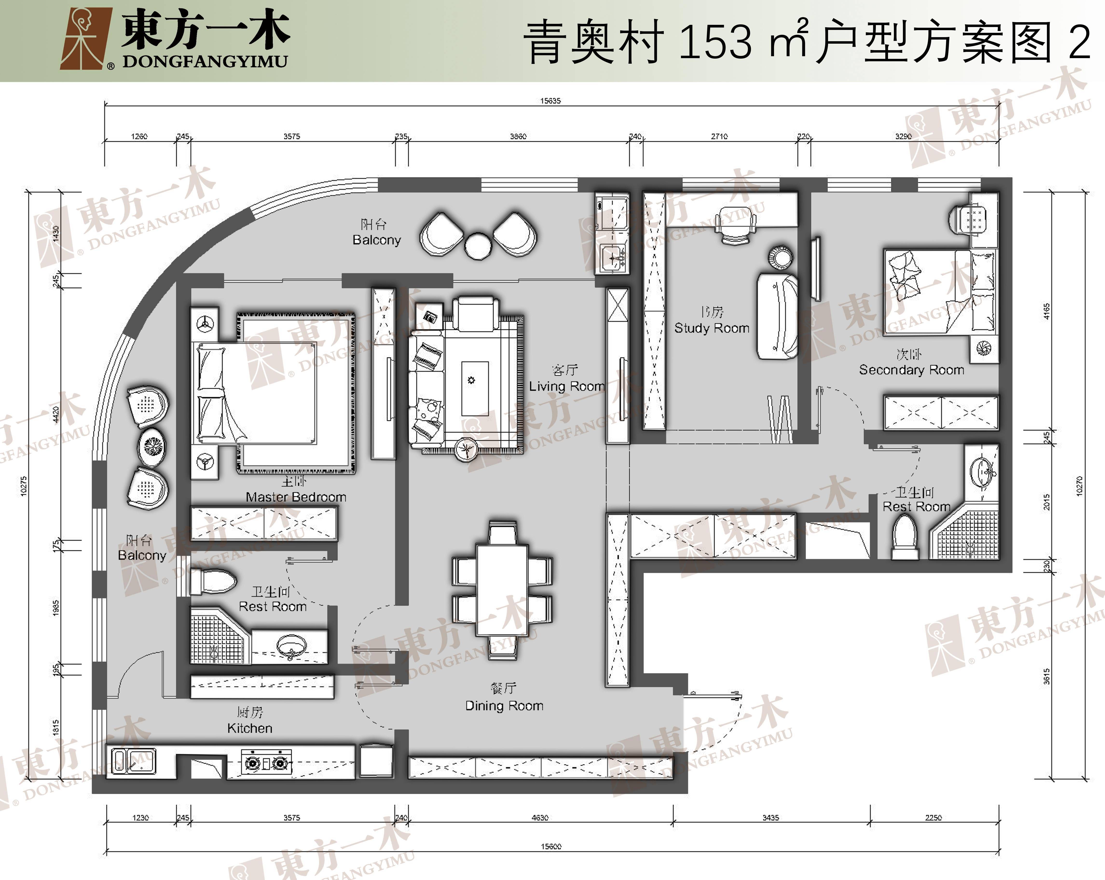 东方一木┃南京青奥村153㎡户型图┃现代风格