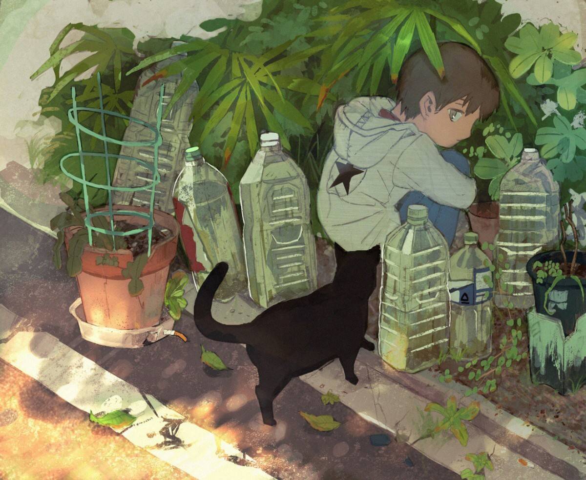 黄绿色和水系色的光影少女,是夏天的味道呀,看着好