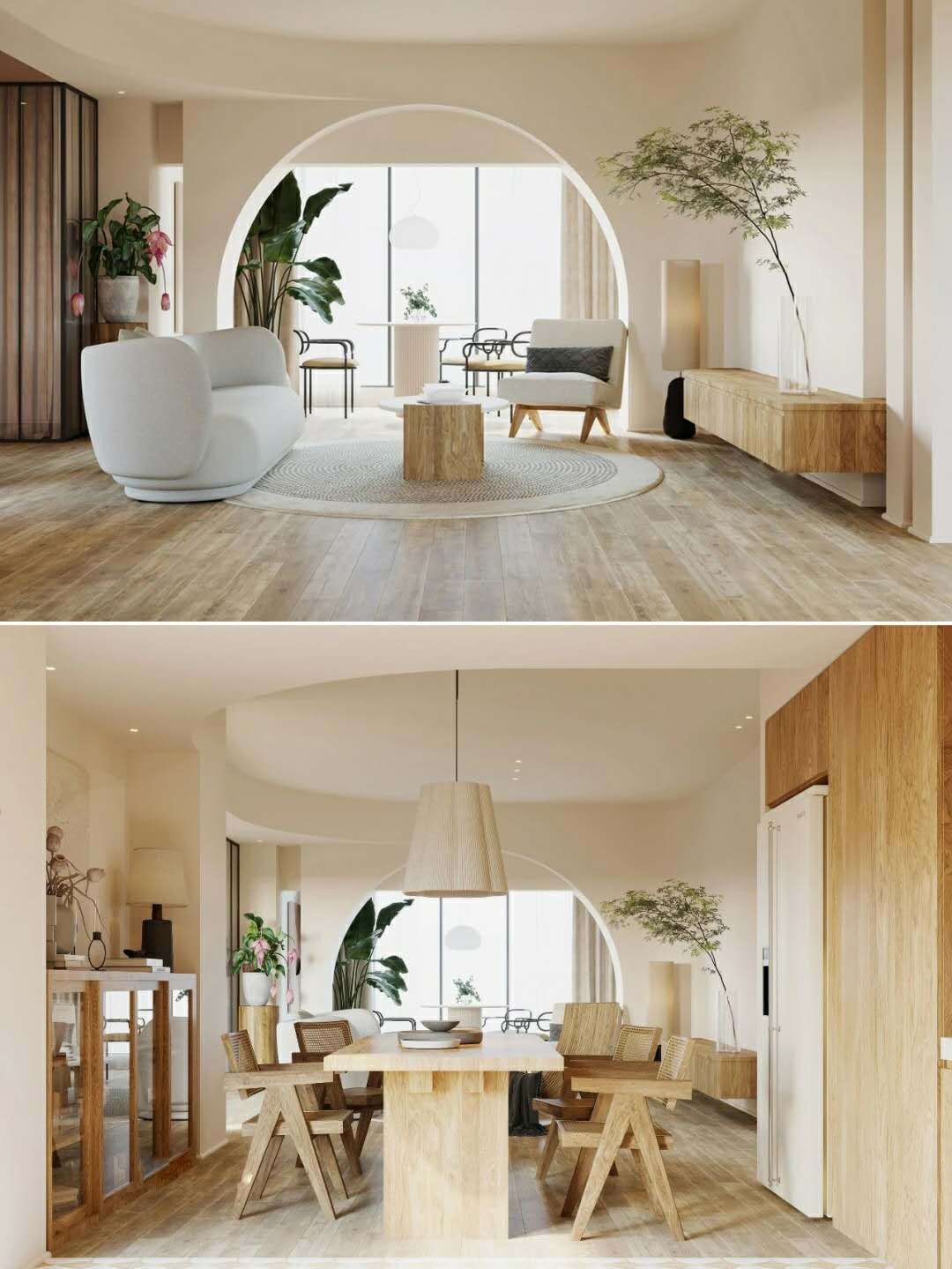 原木质的装修风格 乳黄色的墙面设计,美得清丽脱俗