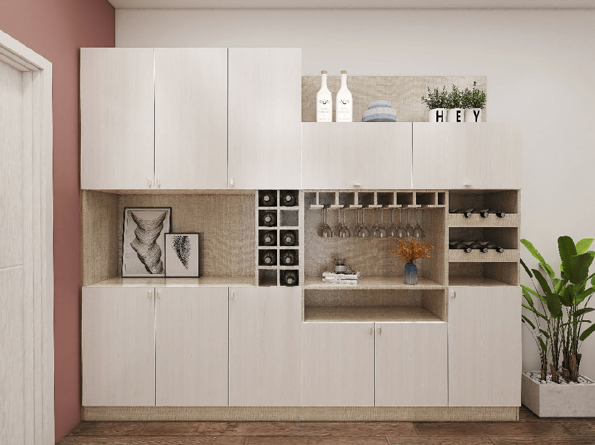 通通满足你对酒柜的所有需求,柜体下方封闭式柜门,轻松搞定生活杂乱