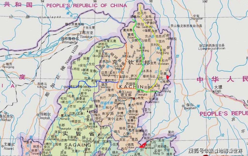 缅甸钦邦地图图片