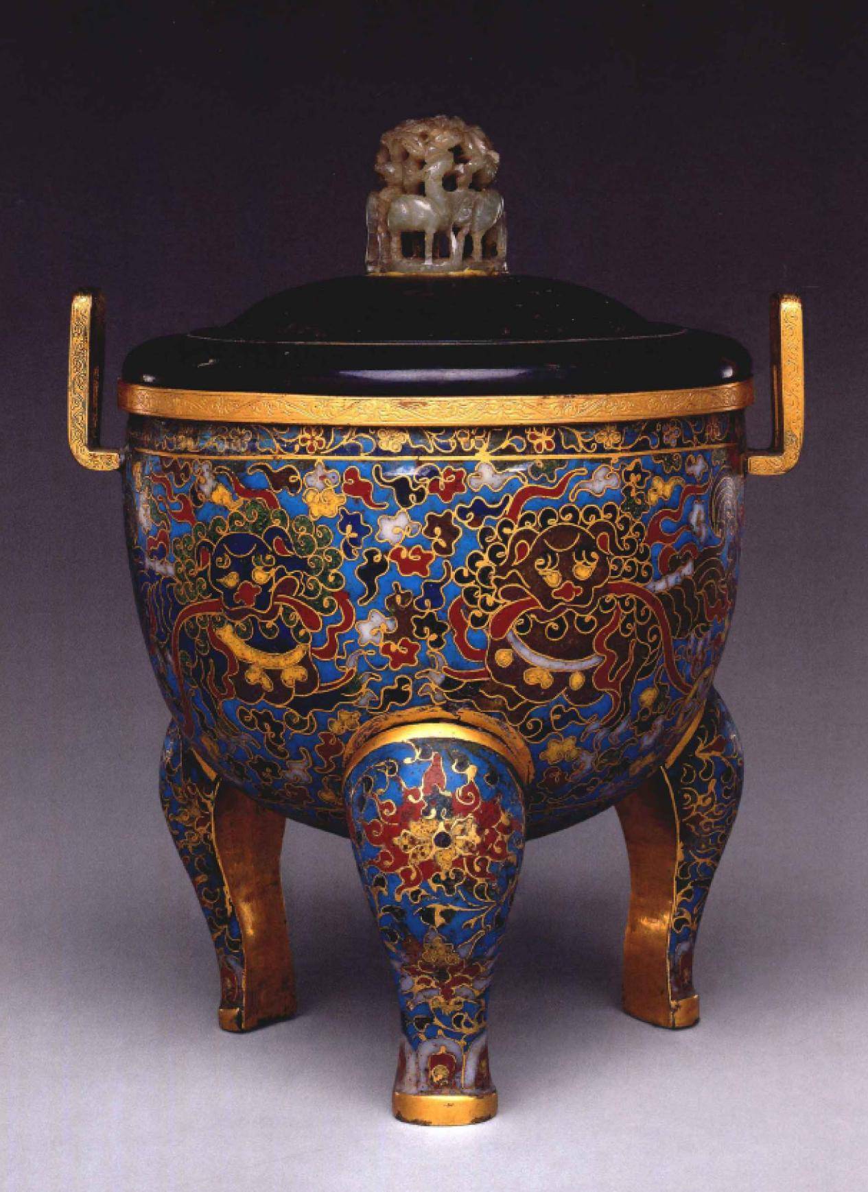 中国珐琅艺术明代缠枝莲纹圆盒目前所见唯一的早期錾胎珐琅器