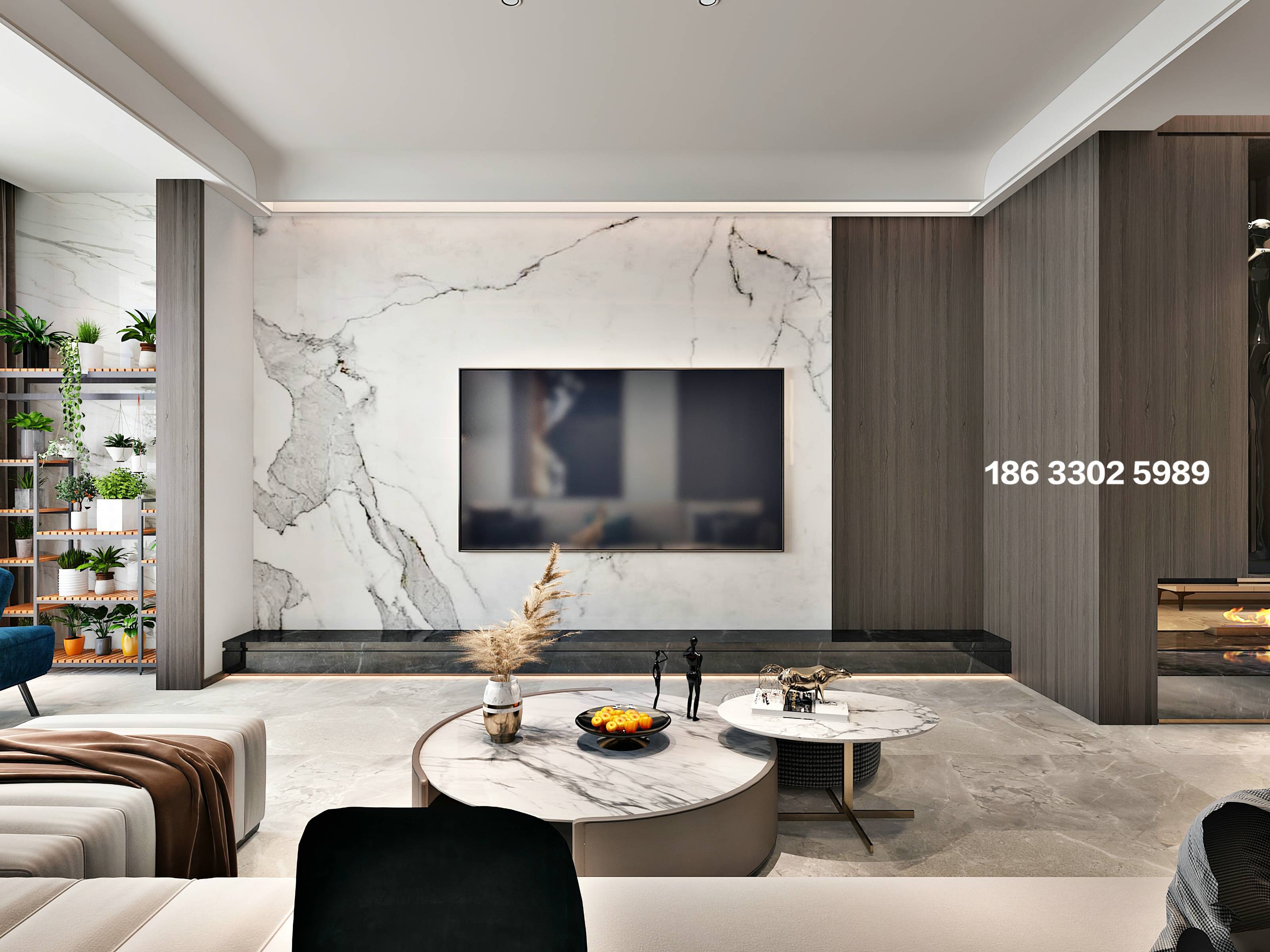 石家庄融创中心155㎡极简风格装修设计效果图,不一样的黑白灰!