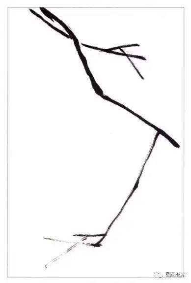 2.再根据动势画桃叶,留出画桃的空位.