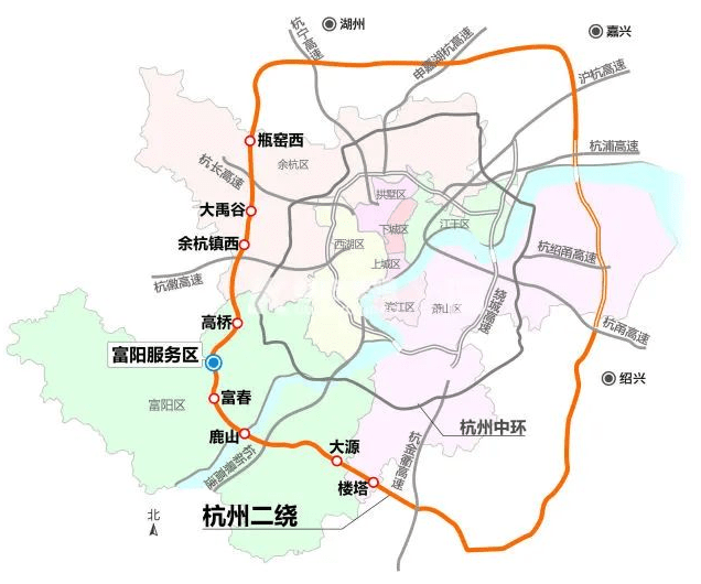 杭州"二绕"来了!服务区将是商业综合体,哪些地方可上下高速?_复线