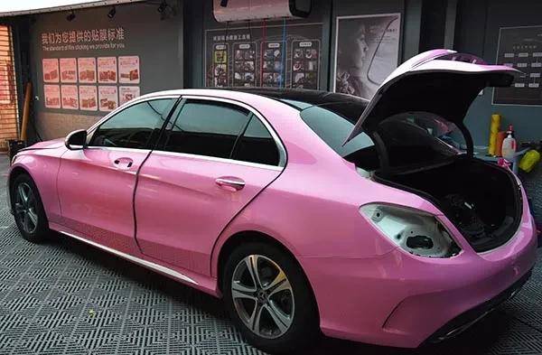 钻石白|奔驰c260l威固极客车影贴改色粉色车衣