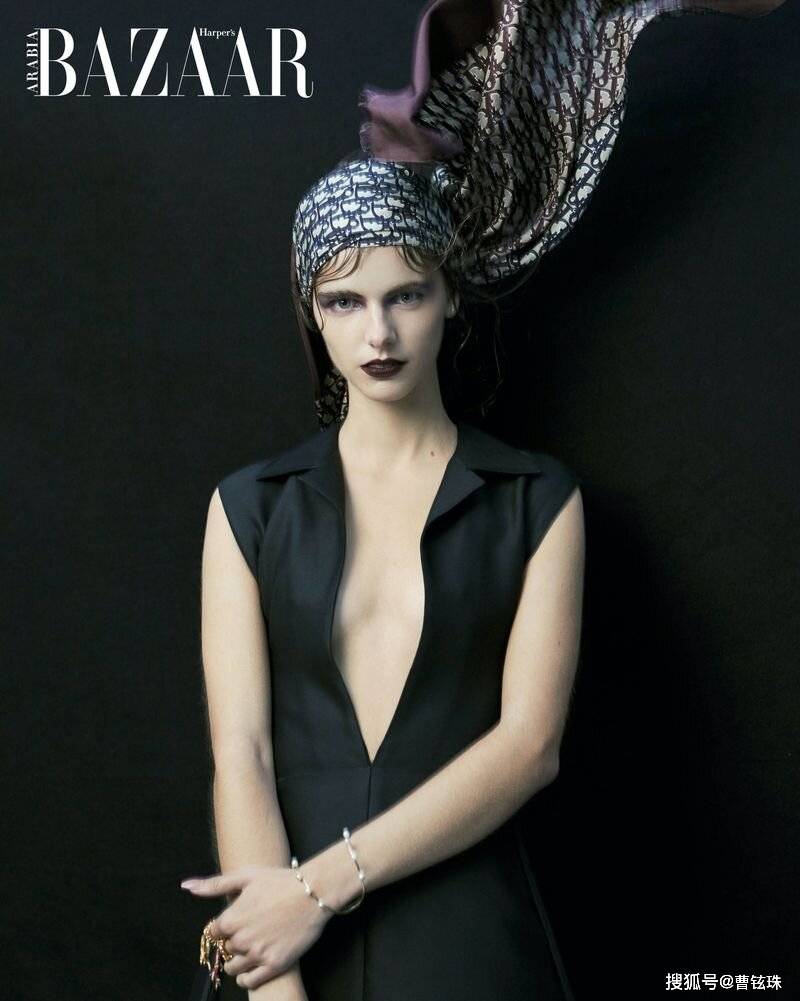 英国超模玛雅·冈恩,《时尚芭莎》黑色浪漫摄影
