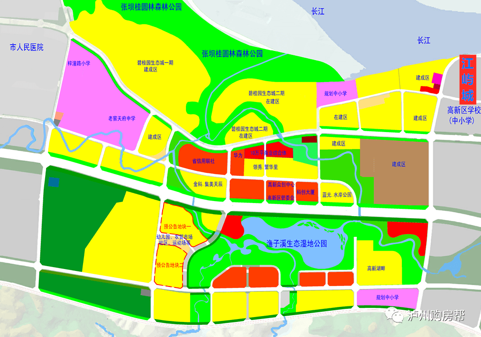 根据公示显示,江屿城项目位于泸州市高新区,北临长江,南侧为高新区