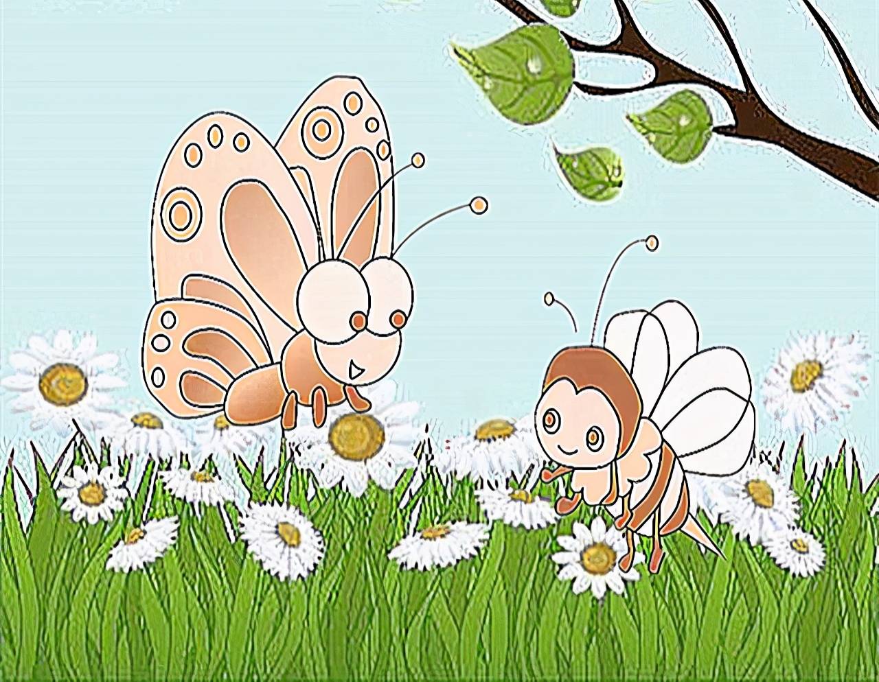 蝴蝶对蜜蜂说 :" 你真小气,装一肚子甜言蜜语都舍不得说给我.