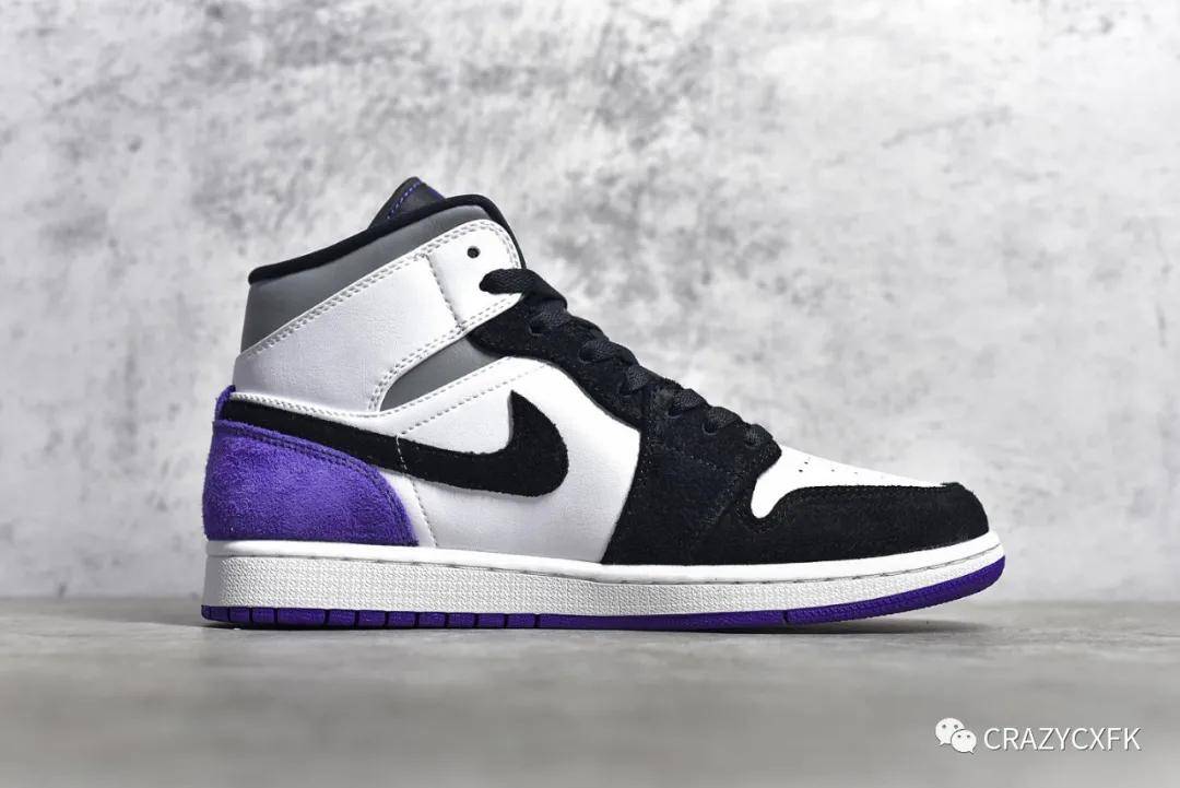 乔丹运动鞋 air jordan 1 mid se varsity purple aj1 黑紫麂皮