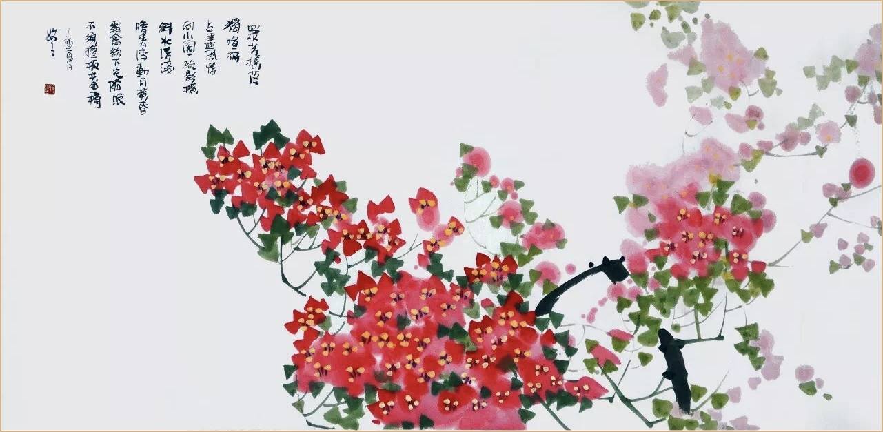 牧之教授和他笔下的三角梅