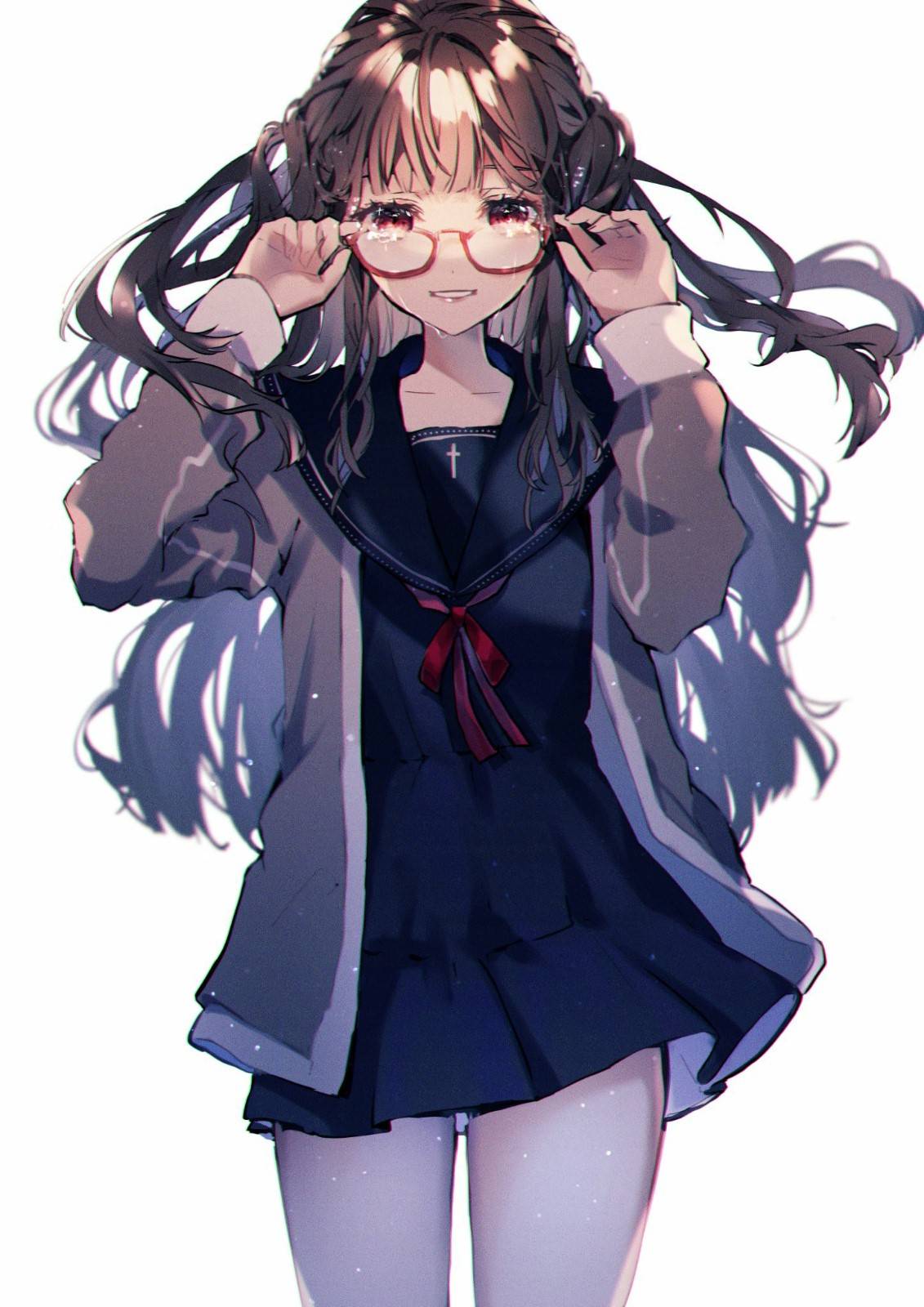 p站美图推荐——手扶眼镜特辑