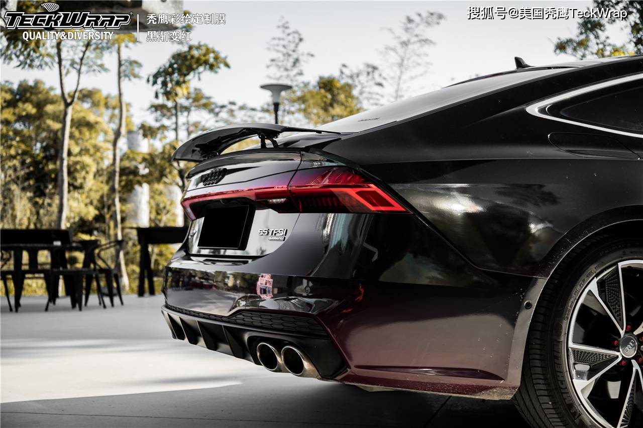teckwrap秃鹰进口车身改色膜黑渐变红定制奥迪a7