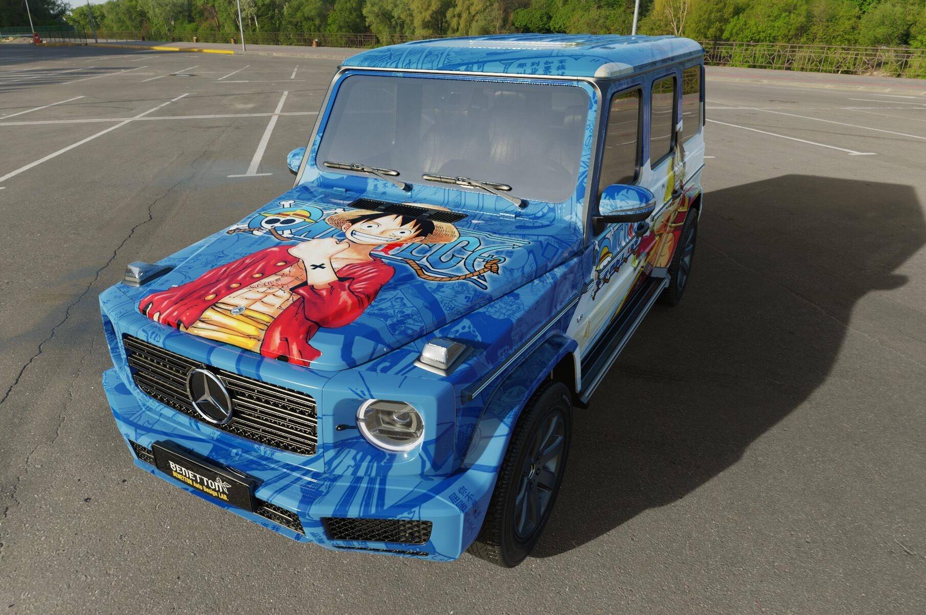 奔驰mercedesg500汽车改色私人定制路飞彩绘