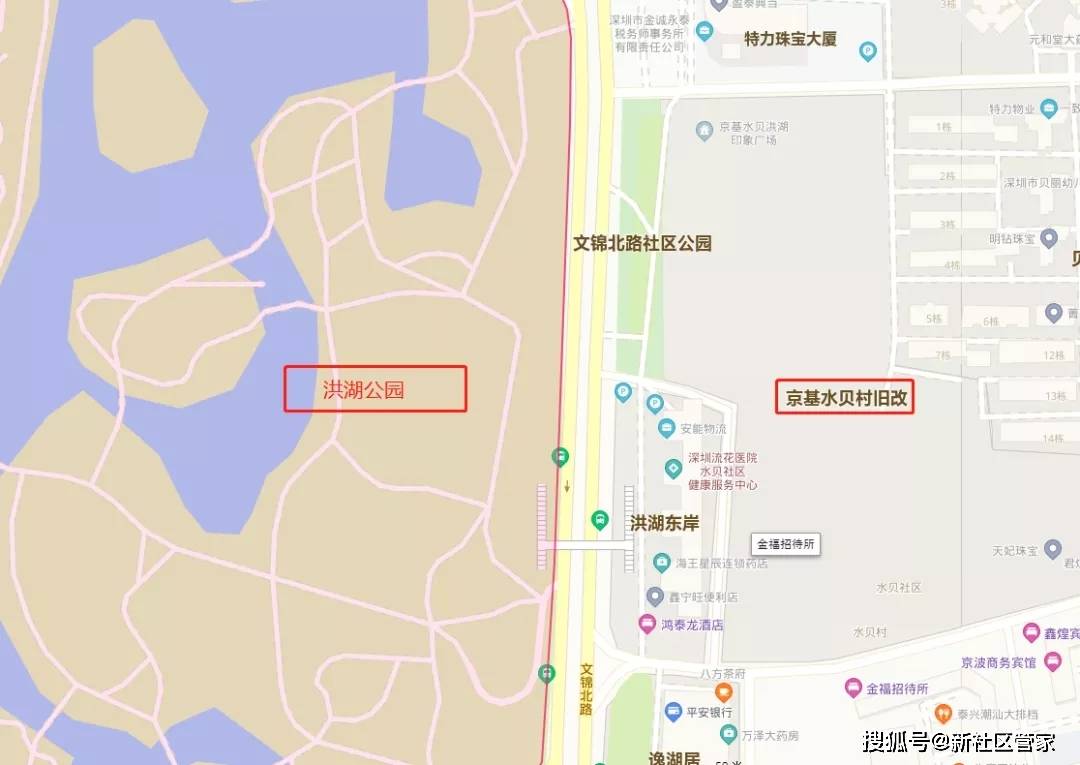 京基水贝洪湖苑西面就是洪湖公园,仅一路之隔,中间有天桥连接