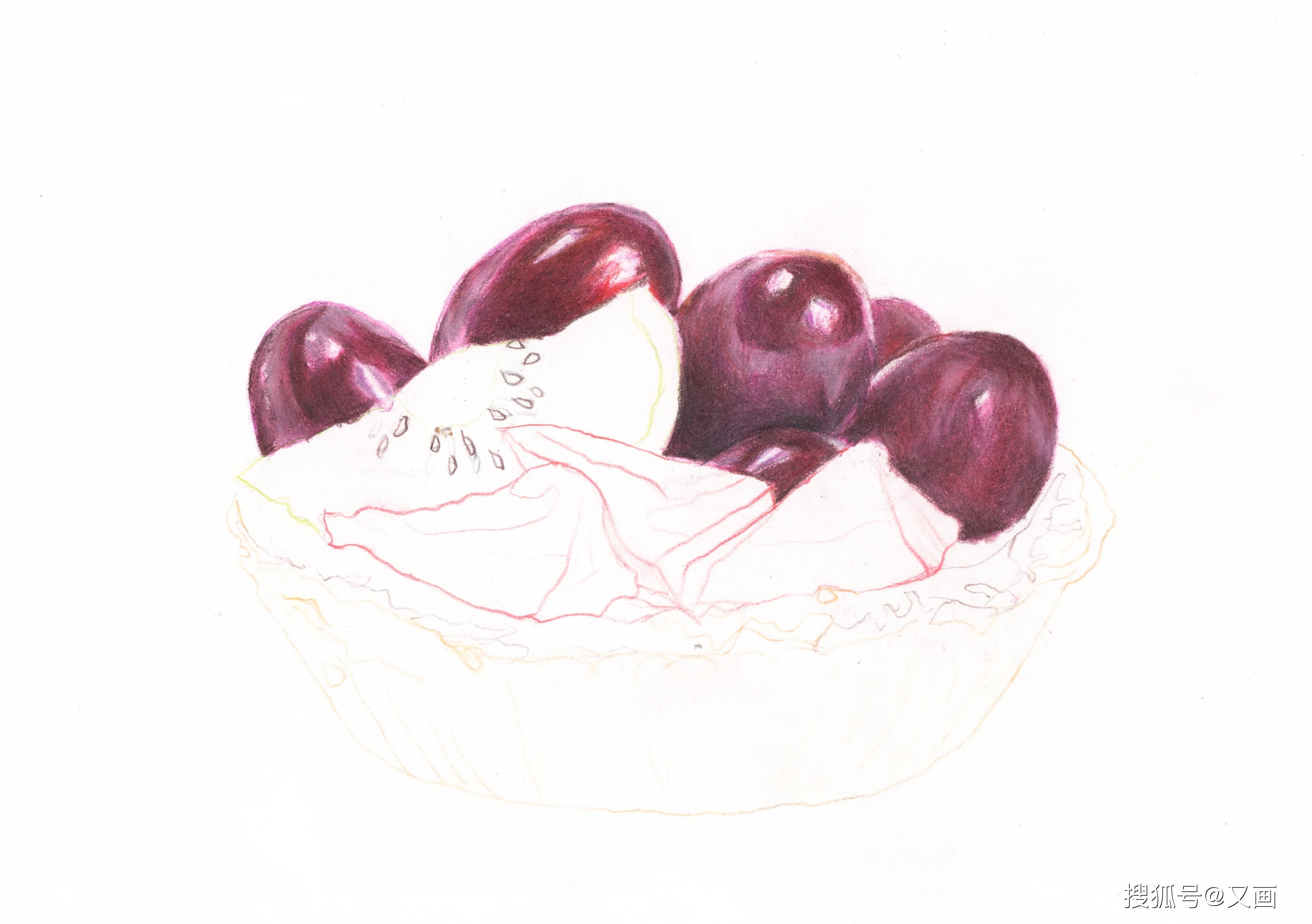 彩铅 水果蛋挞绘画步骤分享