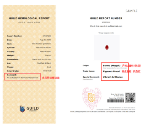 美国吉尔德(guild)宝石实验室红宝石颜色分级标准