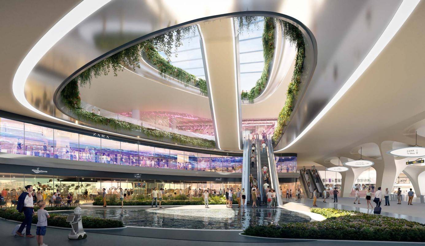 方案将地上与地下空间紧密相连,作为片区地铁,城际线路的聚集点,设 