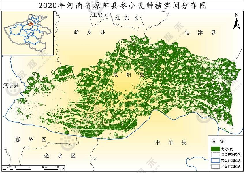 2020年河南省冬小麥種植分佈數據