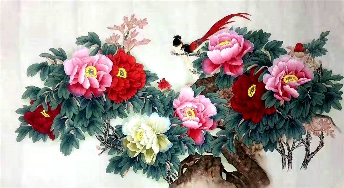 著名画家张巧玲探索创新牡丹画等作品端庄大方娇艳多姿雍容华贵