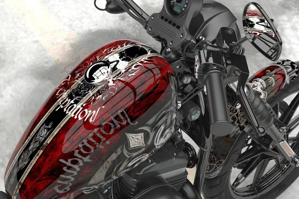 哈雷883彩绘美式图案就是一个字硬