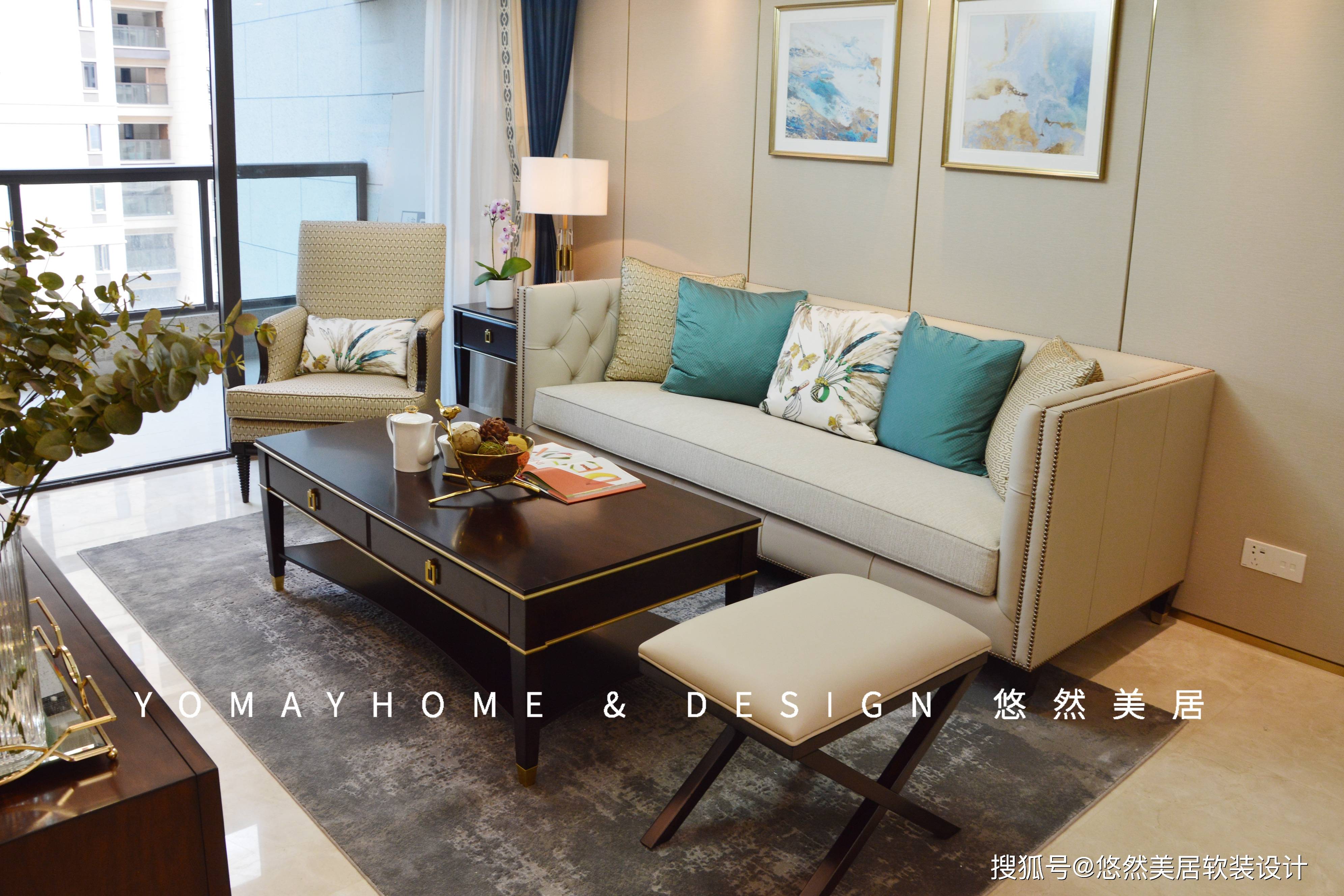 原创悠然美居杭州禹州滨之江美式轻奢整体软装设计落地实景案例