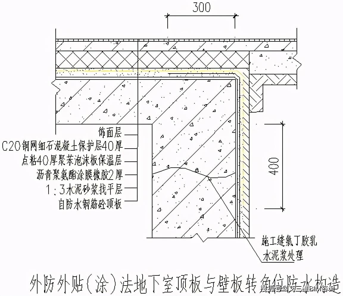 收藏地下室楼地面屋面外墙防水节点构造详图