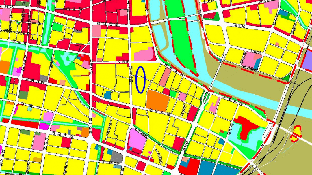 規劃圖顯示該拆遷區域中心城區建設用地規劃圖《阜陽市城市總體規劃