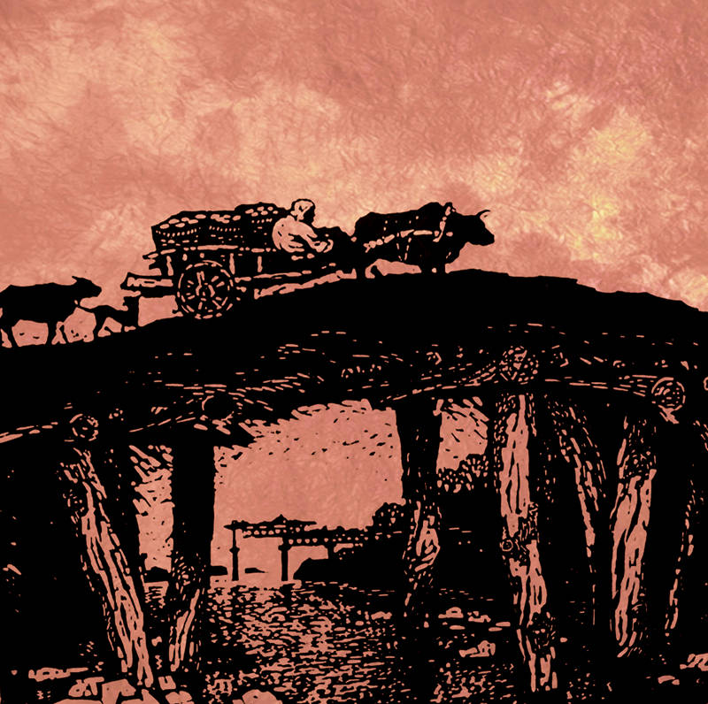 42x29cm 1978年△快尔玛暖阳(套色木刻)10x15cm 1977年版画欣赏1976年