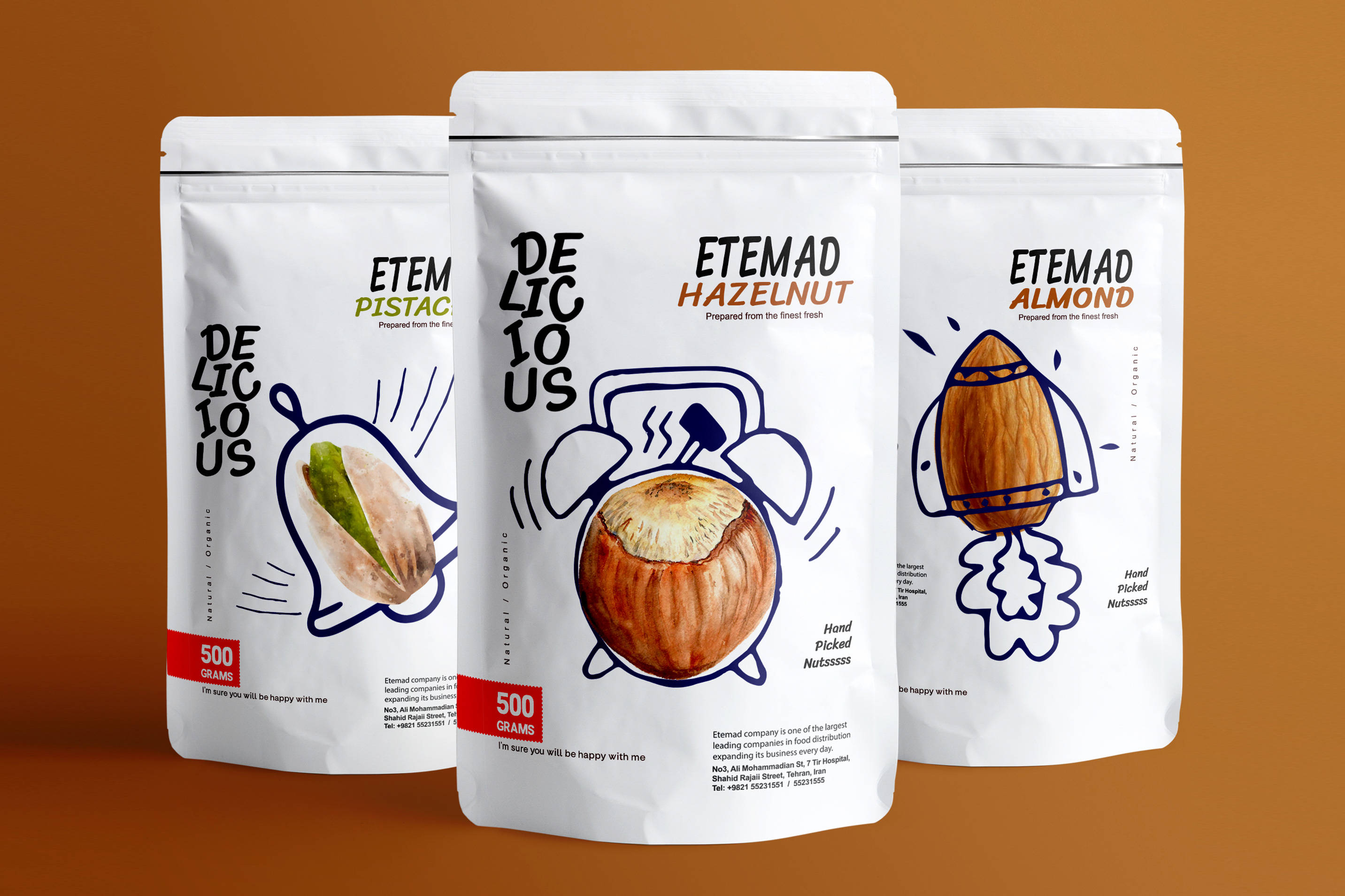 坚果及坚果制品包装设计欣赏插画手绘