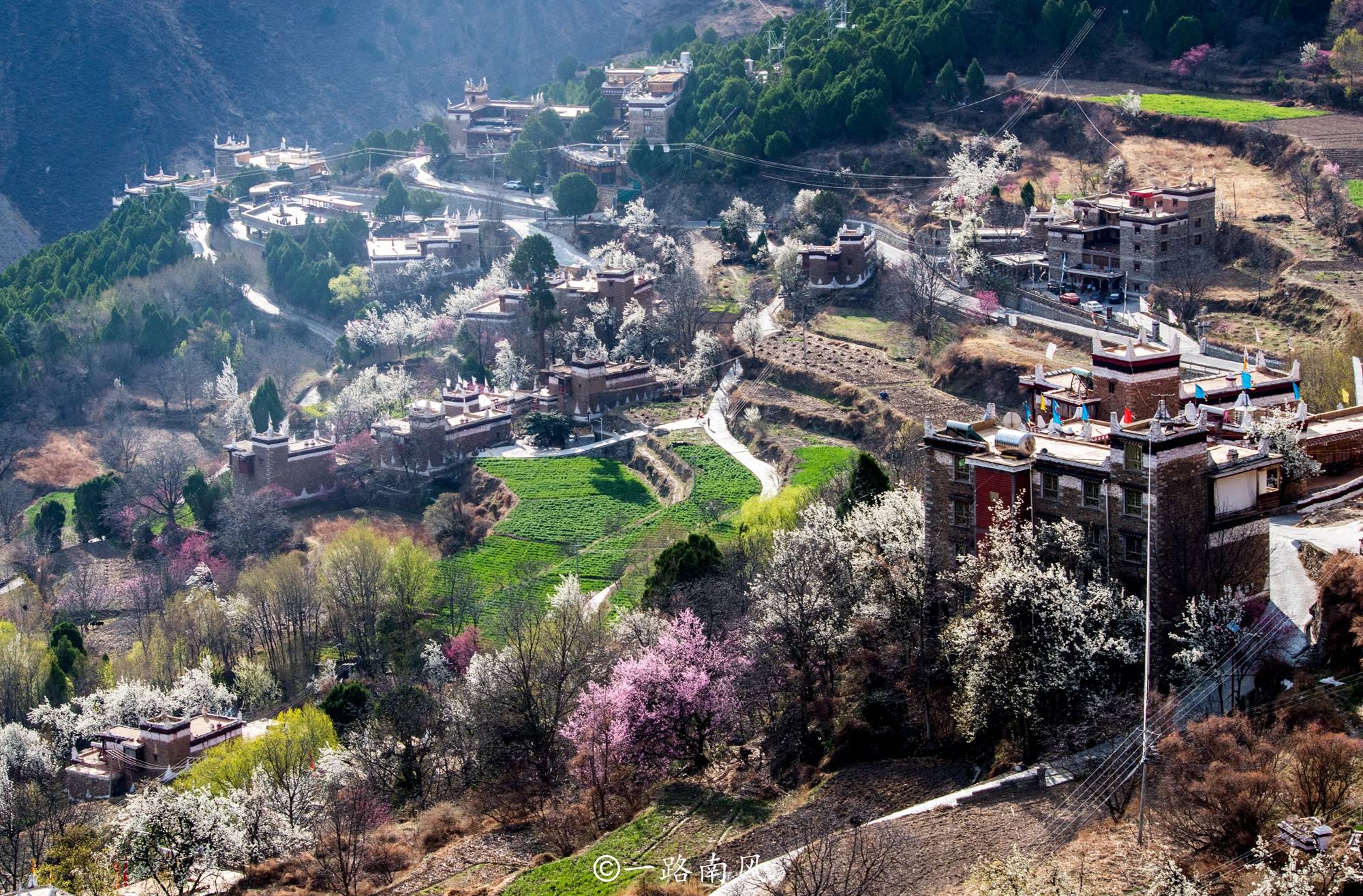 四川甲居藏寨，海拔两千米的“空中村寨”，花一开便美成“仙境”