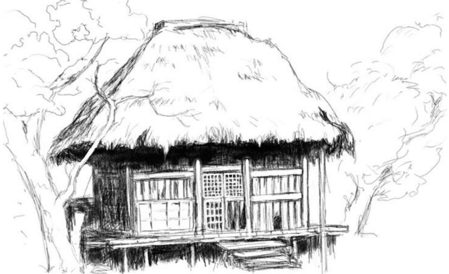 大雨没日没夜地下,河水暴涨,高老太的茅草屋就在小河旁边,眼看就要被