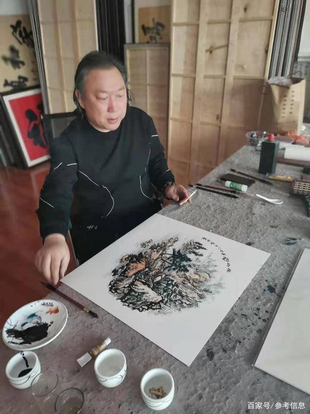 原创山东省青岛市著名画家赵强来书画交流会在莒南文玉书画社成功举行