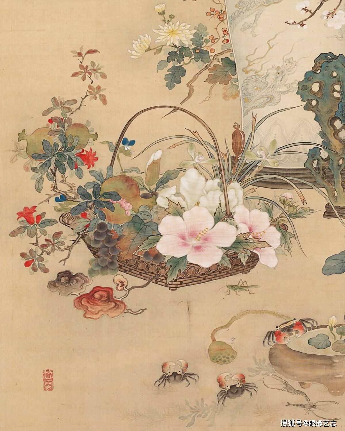 日本传统绘画精赏孔雀墨梅花虫秋林