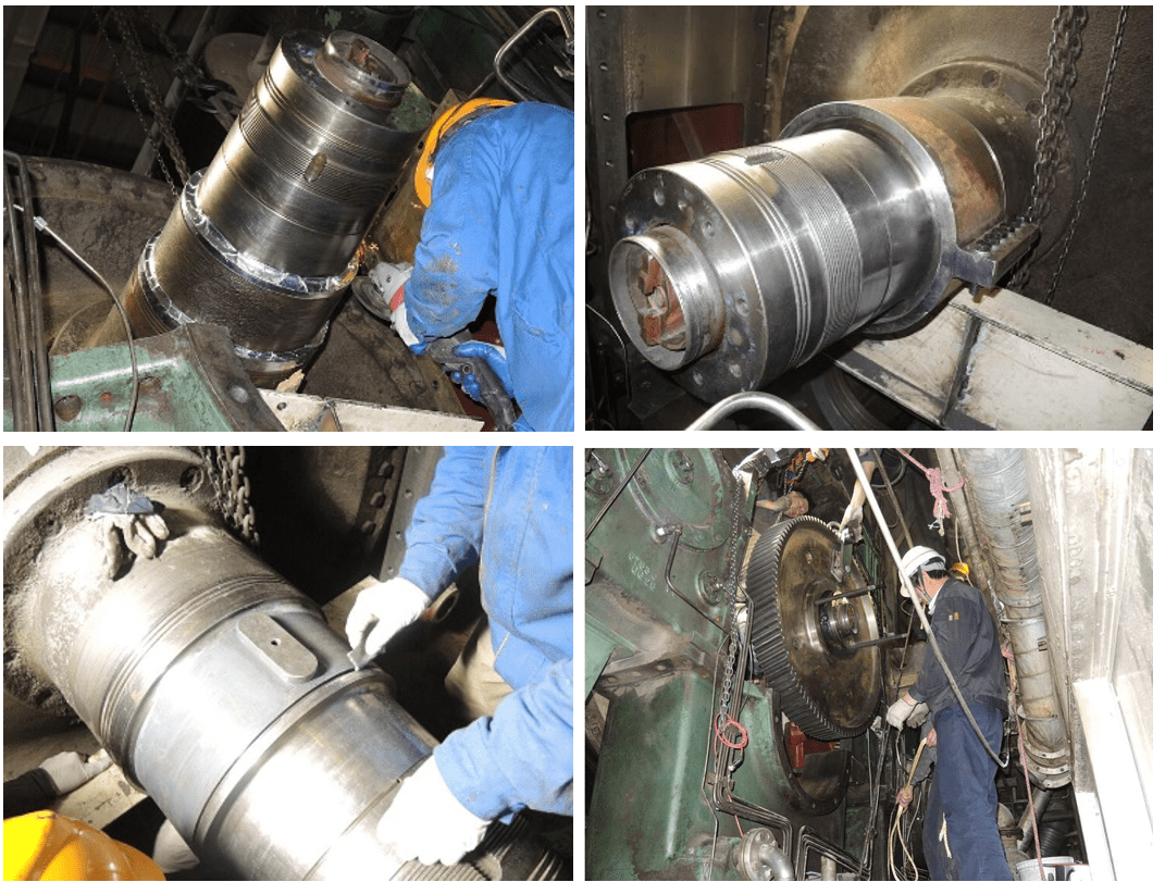烘缸轴头磨损现场修复工艺